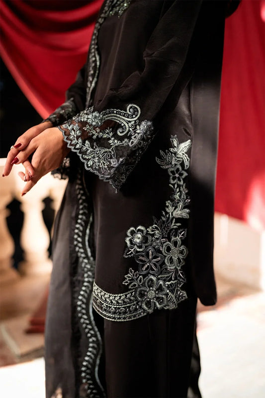 Azure Chiffon Embroidered  3 Piece Suit
