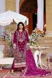Aneelas Burgundy Embroidered Chiffon 3 Piece Suit