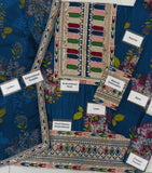 Sabya Sachi Teal Blue Unstitched 3 Piece Luxury Lawn