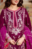 Aneelas Burgundy Embroidered Chiffon 3 Piece Suit