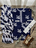 Zara Shahjahan Blue Lawn 3-Piece Suit