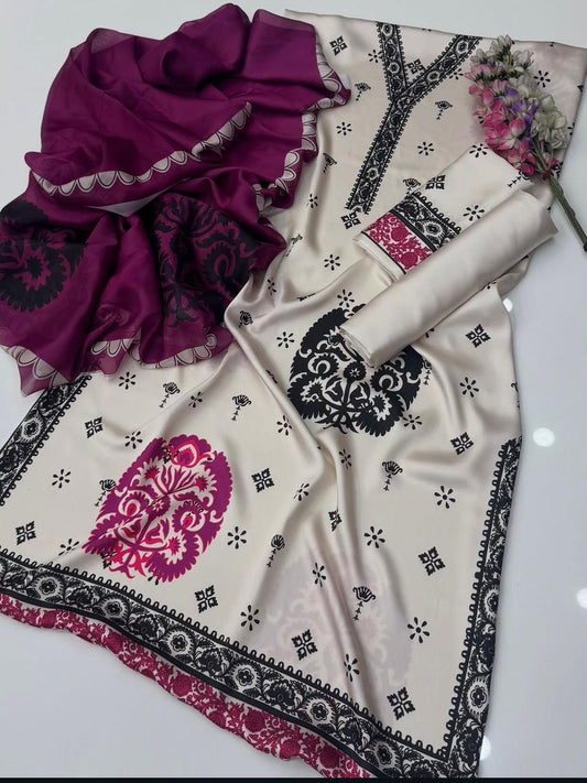 Zainab Chottani Unstiched Digital Printed Silk 3 piece Suit