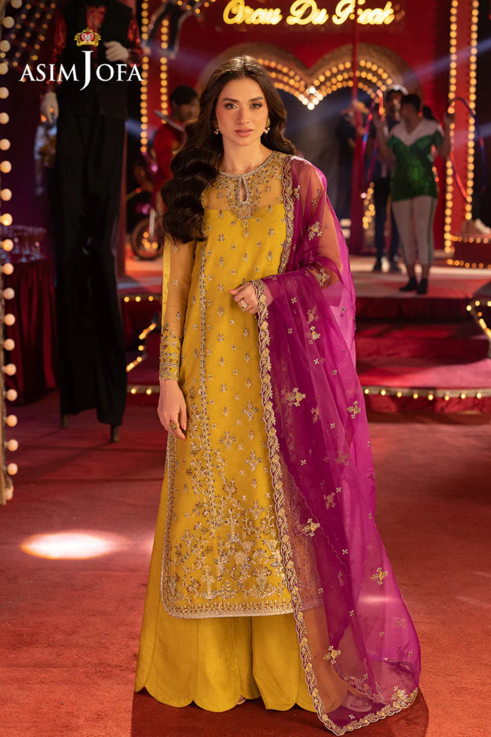 AJFO-05 EMBROIDERED ORGANZA UNSTITCHED 3 PCS