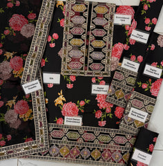 3 Piece Unstitched Silk Aneela,s Black