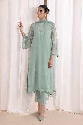 Baroque Mint Embroidered Chiffon 3-Piece Suit