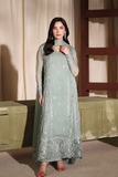 Azure Sage Chiffon Embroidered 3 Piece Suit