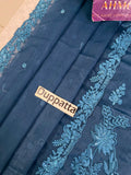 Azure Embroidered Chiffon 3 Piece Suit