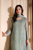 Azure Sage Chiffon Embroidered 3 Piece Suit