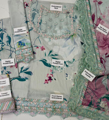 Unstitched Lawn Embroidered 3 Piece JR-502