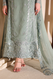 Azure Sage Chiffon Embroidered 3 Piece Suit