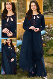Azure Navy Chiffon Unstitched 3 Piece Suit