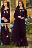 Azure Plum Chiffon Unstitched 3 Piece Suit