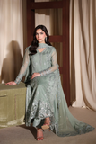 Azure Sage Chiffon Embroidered 3 Piece Suit