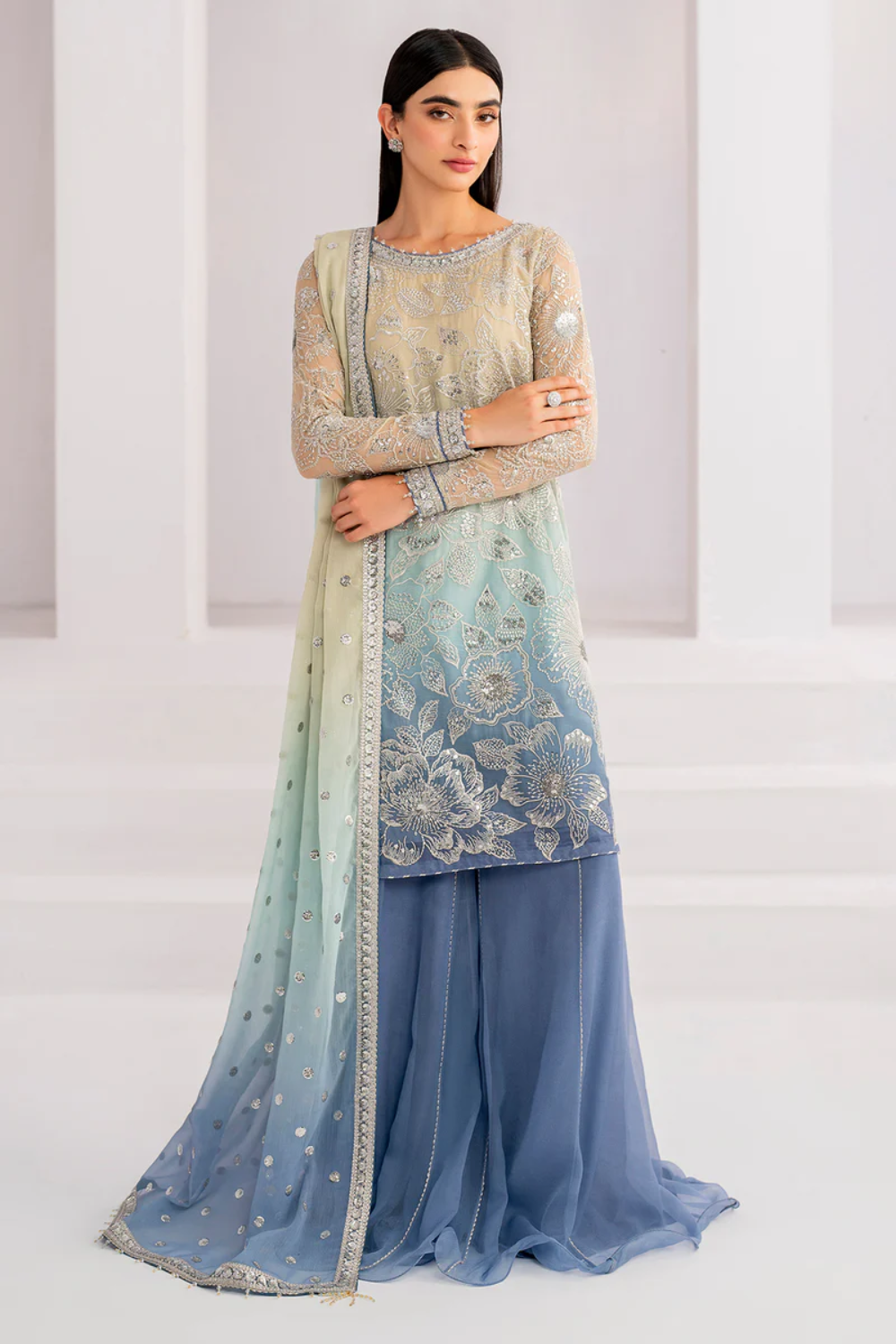 Unstitched Chiffon Embroidered 3 Piece Suit Tye & Dye JZ-D3052