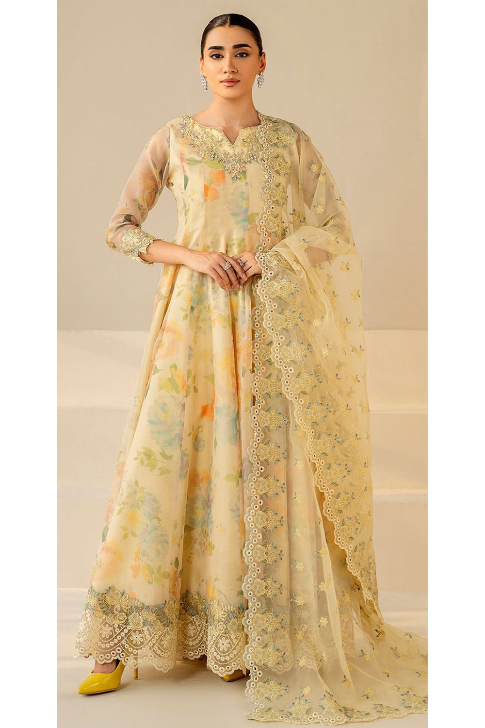 BQU-PR-1180 Yellow Luxury Lawn Unstitched 3 Piece