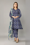 Aneelas Navy Blue Lawn 3 Piece Suit