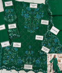 Unstitched Luxury Chiffon Emerald Green MBC-22-108