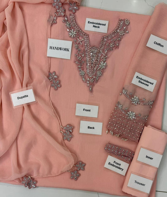 Baroque Peach Luxury Formals Unstitched 3 Piece Suit