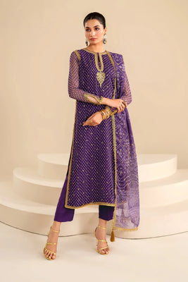 Baroque Purple Embroidered Lawn 3-Piece Suit
