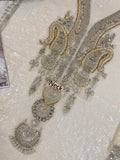 Maria B Off White Embroidered Bamber Chiffon 3 Piece Suit