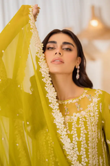 Unstitched Chiffon Embroidered 3 Piece Suit Amber Glow