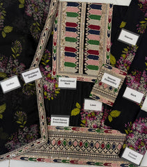 Sabyasachi Black Unstitched 3 Piece Luxury Lawn Collection