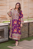 Aneelas Unstitched Silk Purple 3 Piece Suit