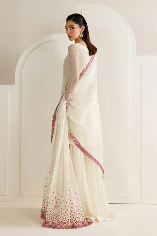 Jazmin White & Purple Chiffon 3-Piece Suit
