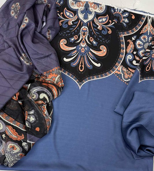 Faha Silk Unstiched Co-Ords Set Tye & Dye Silk