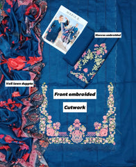 Embroidered Lawn 3 Piece Unstitched MPT-2005-B