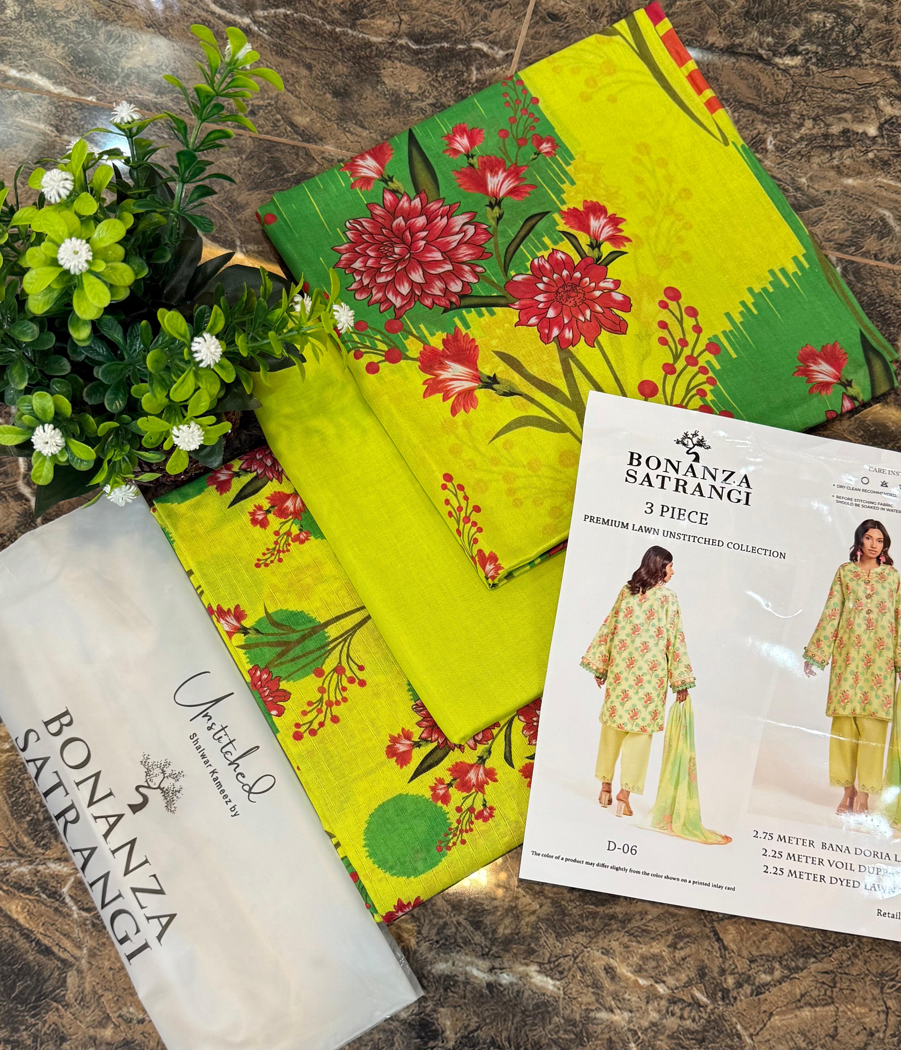 Unstitched Printed Lawn 3 Piece Minted Harmony
