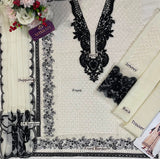 Maria B Off White & Black Chiffon 3 Piece Suit