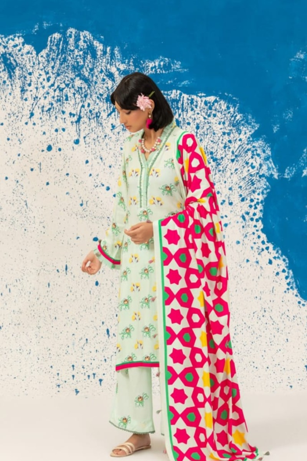 Unstitched Three Piece Printed Lawn GP-02