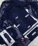 Baroque Navy Blue Embroidered Chiffon 3-Piece Suit