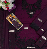 Azure Plum Chiffon Unstitched 3 Piece Suit
