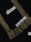 Satrangi Luxury Black Chiffon Unstitched 3 Piece Suit