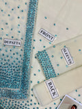Jazmin White & Blue Chiffon 3-Piece Suit