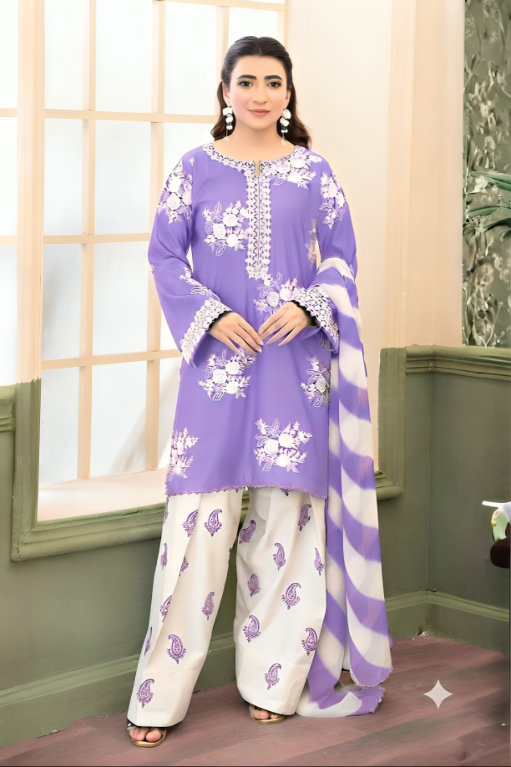 Zara Shahjahan Purple Lawn 3-Piece Suit