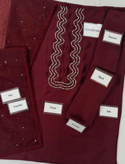 Lulusar x Hania Amir SAMAAL LONG Shamoz Silk Hand Embellished 3 Piece Dress - J0124