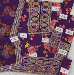 3 Piece Unstitched Silk Aneela,s Purple