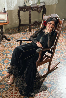 Azure Black Chiffon Unstitched 3-Piece Suit