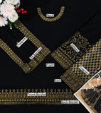 Satrangi Luxury Black Chiffon Unstitched 3 Piece Suit
