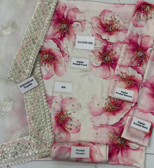 Iznik Silk Pink Festive Unstitched 3 Piece Suit