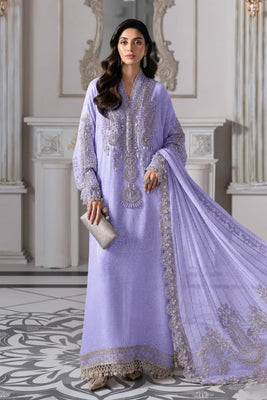Maria B Violet Embroidered Bamber Chiffon 3 Piece Suit