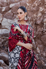 Unstitched Lawn Embroidered Black Sun Flower ASNA