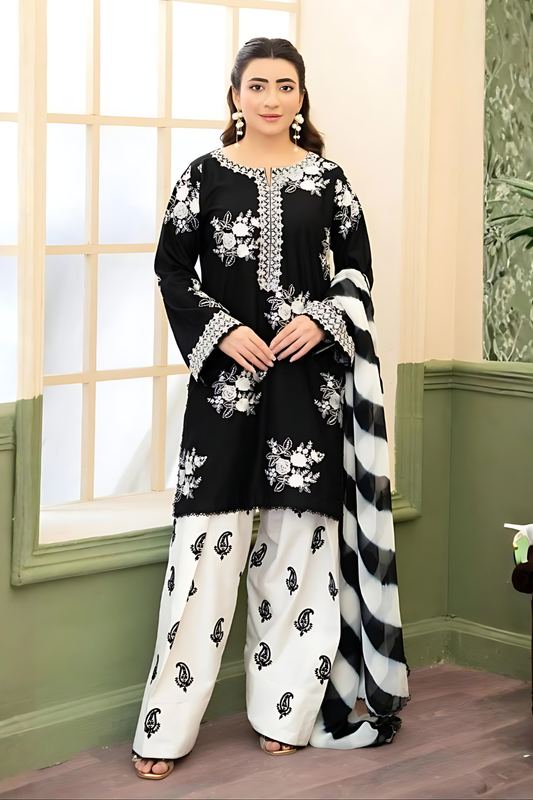 Zara Shahjahan Black Lawn 3-Piece Suit
