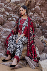 Unstitched Lawn Embroidered Black Sun Flower ASNA