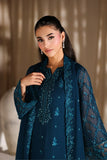 Azure Embroidered Chiffon 3 Piece Suit
