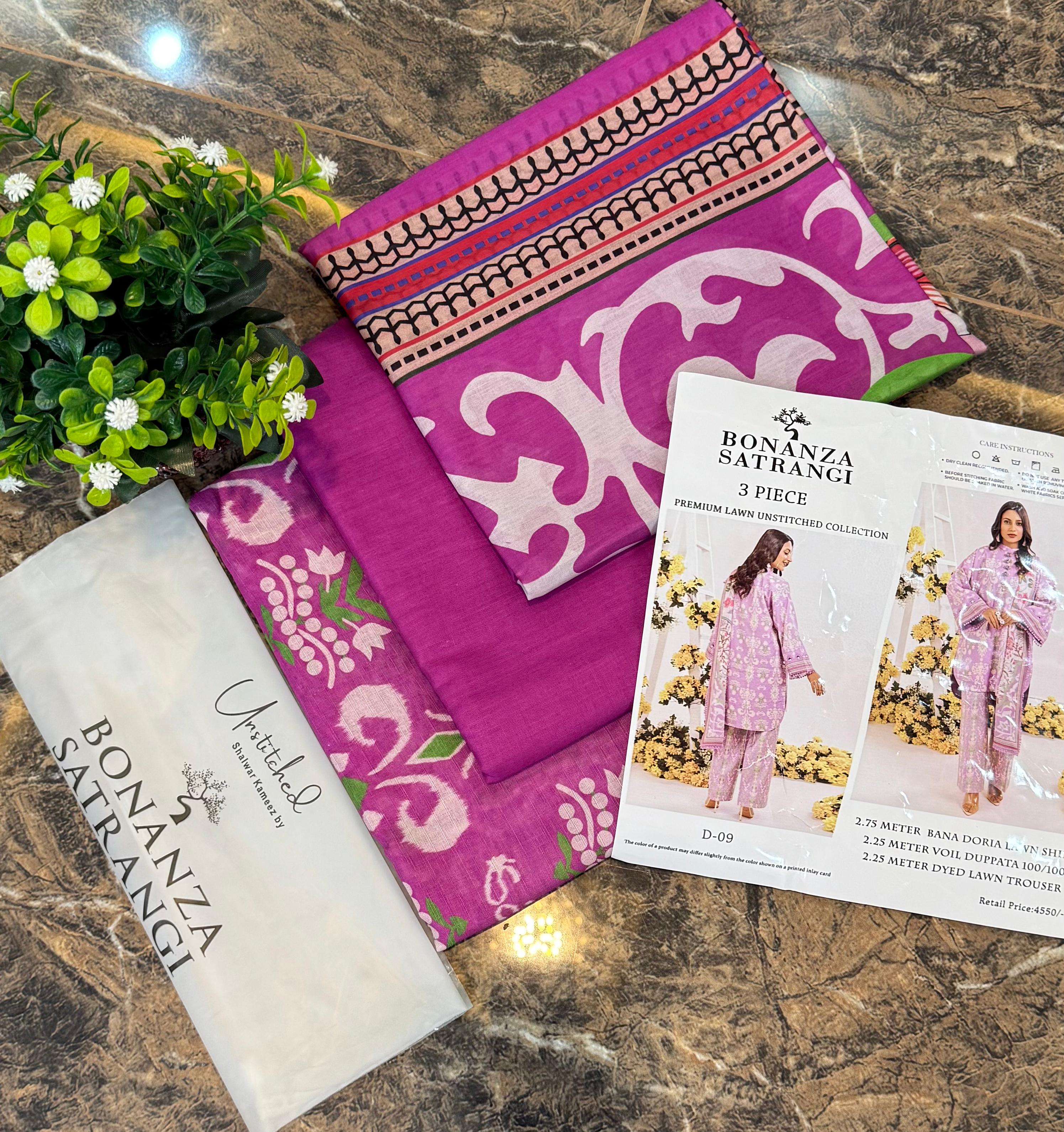 Unstitched Printed Lawn 3 Piece Ikkat Mosaic