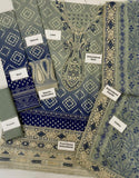 Nureh Navy Chunri Unstitched Luxury Lawn 3 Piece Suit